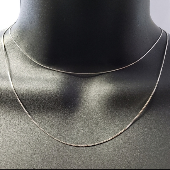 925 Sterling Silver Box Chain Necklace Dainty - Picture 2 of 6